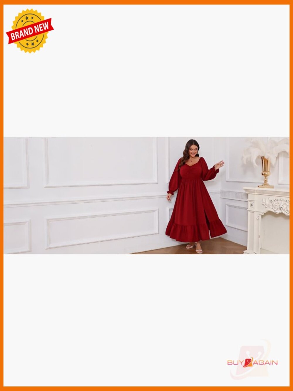 Plus Size Sweetheart Neckline Ruffle Slit Maxi Dress Cocktail Wedding Guest - Picture 7 of 7